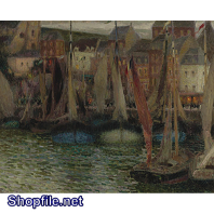 Tranh sơn dầu cảnh thả lưới đánh bắt cá